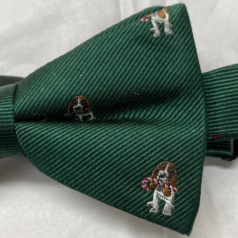 Tommy Hilfiger Bow Tie Holiday Christmas Dogs Basset Hound Green